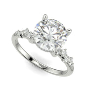 Diana Round Cut Pave Hidden Halo 4 Prong Claw Set Engagement Ring Setting - Nivetta